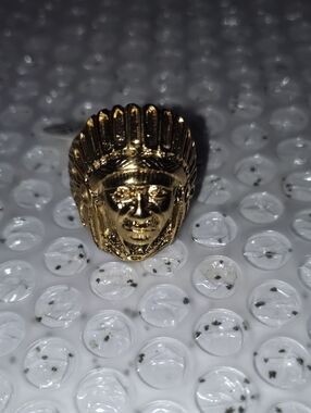 Gold Tone Native Headdress Ring Stainless Steel 316